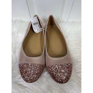 J. Crew Girl's Glitter Cap Toe Ballet Flats Rose Gold Size K5 NWT
